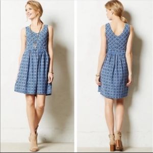 8 Anthropologie Maeve Lazuli Print Stretch Dress